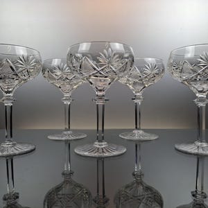5 crystal Roemer Champagne glasses  Val Saint Lambert « Berncastel»