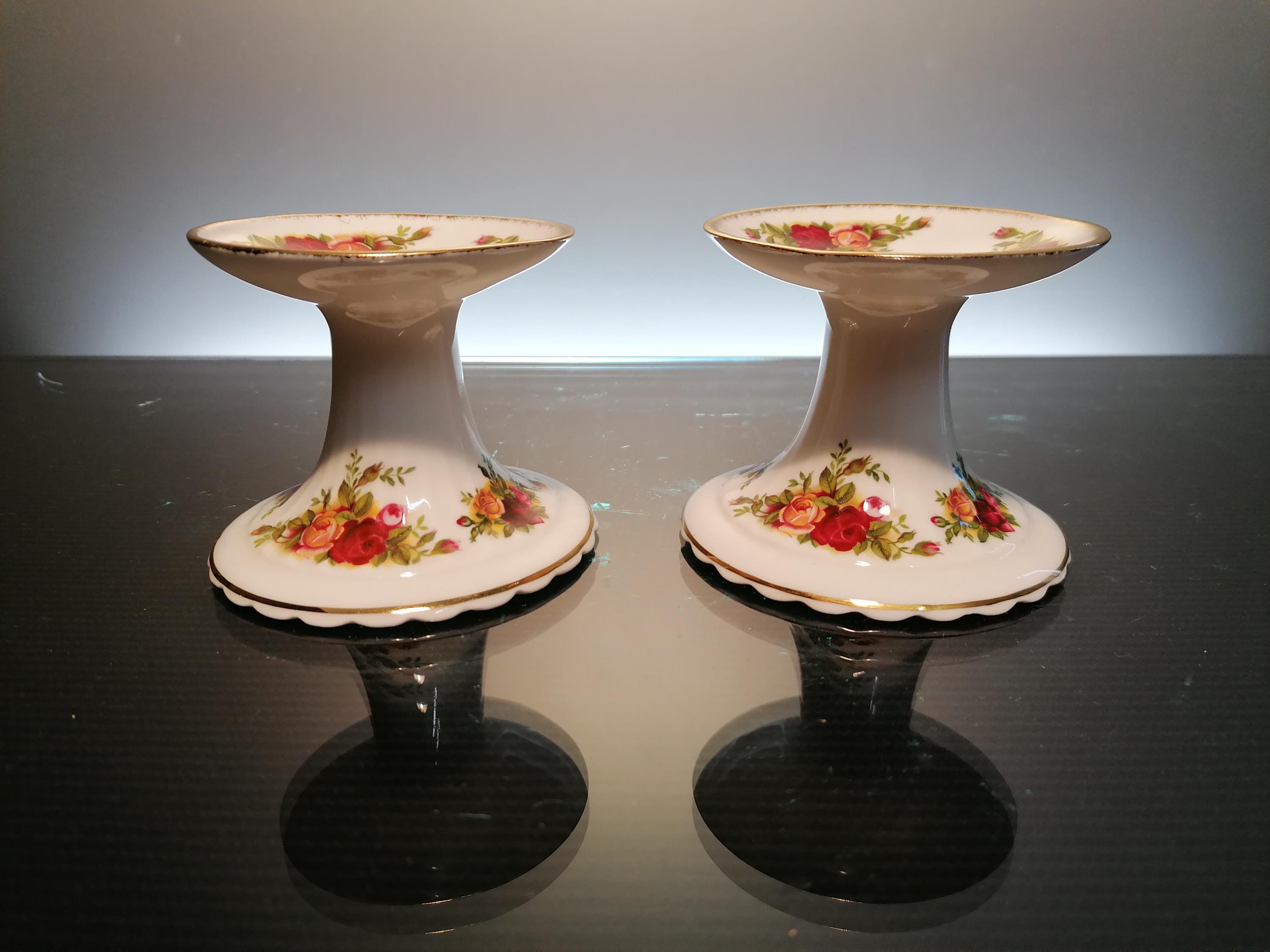 【希少】英国製 オールドカントリーローズ 燭台 キャンドルスタンド 英国製 キャンドルスタンド 燭台 シルバープレート