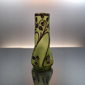 Legras Vases - Etsy Vintage Legras Green Ombre Glass Bud Vase Hand Enameled Optic Cylinder 9\