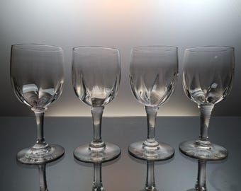 4 Val Saint Lambert wine / water glasses 1880