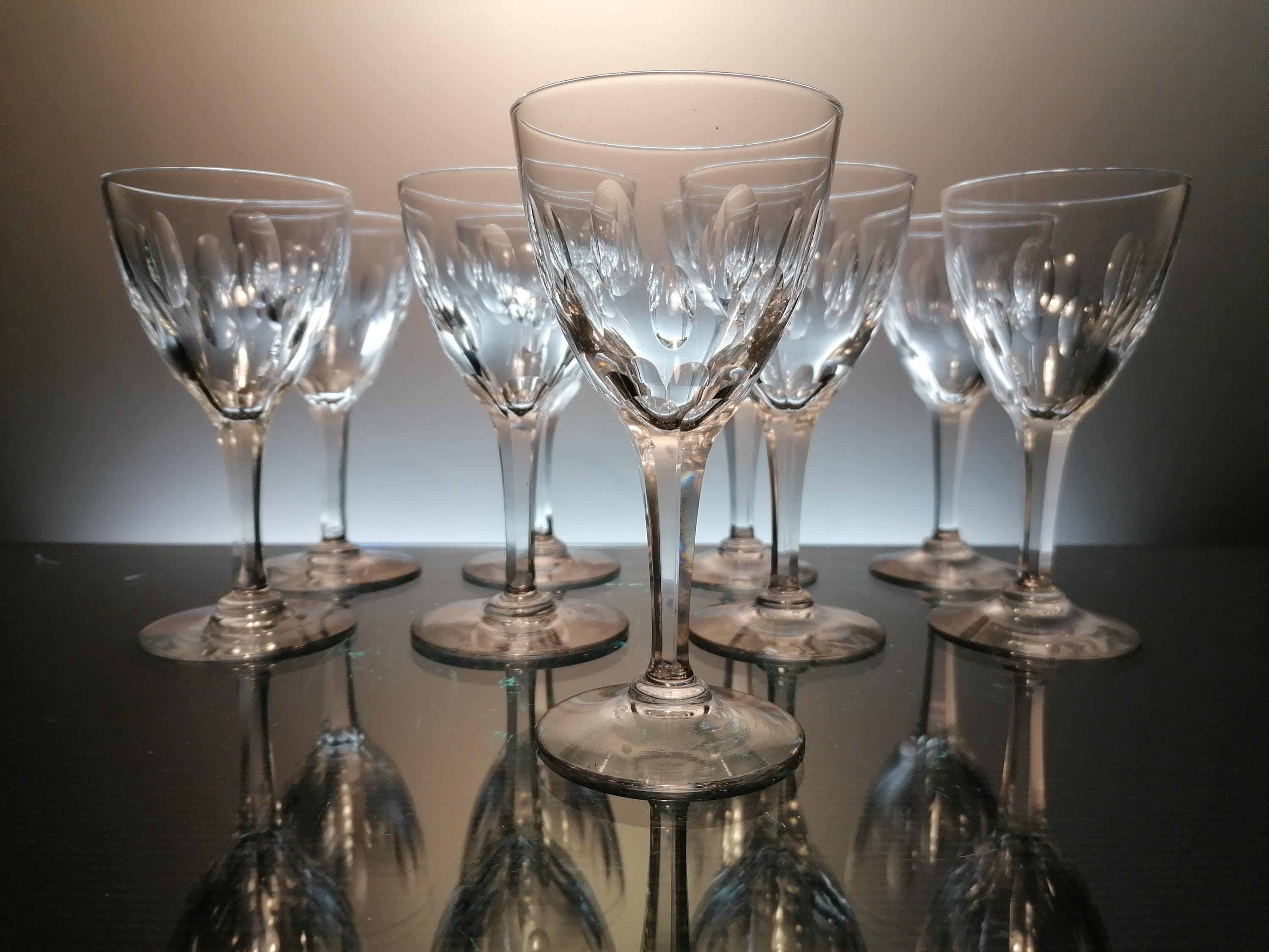 8 Crystal Wine Glasses Val Saint Lambert « Nestor - Olive» - Etsy