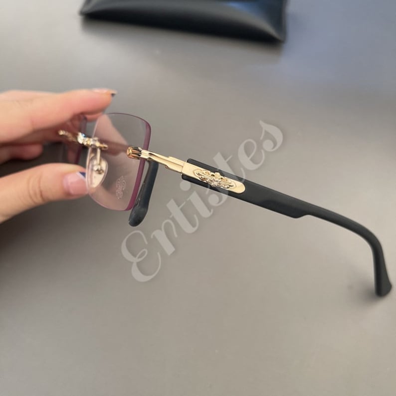 Frameless Glasses Frame New Retro Frameless Perforated Personalized Men