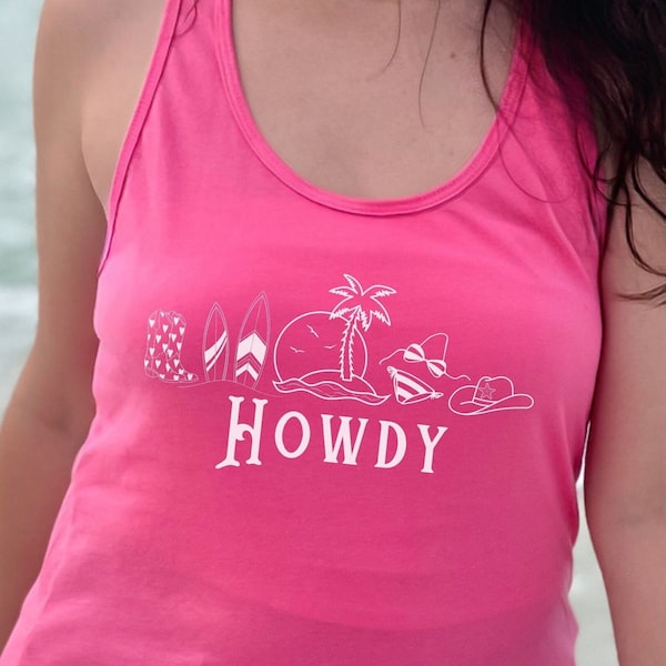 Howdy Tank Top Coastal Cowgirl Ocean Inspired Style Coastal Cowgirl Shirt Coconut Girl Coconut Girl Shirt  Preppy Stuff Trendy Beachy Shirts