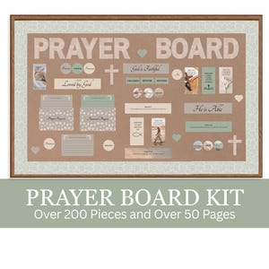 May include: A framed prayer board kit with the words "PRAYER BOARD" at the top. The board includes various elements like cards, stickers, and text that read "God is Faithful" and "He is Able". The bottom text reads "PRAYER BOARD KIT".