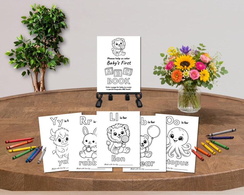 Baby Shower ABC Book, Animal Alphabet Coloring Pages, Babys First ABC ...
