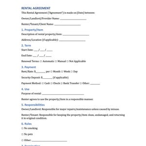 Rental Agreement Template