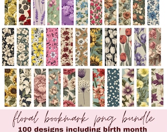 Printable bookmarks bundle. 100  vintage floral designs.