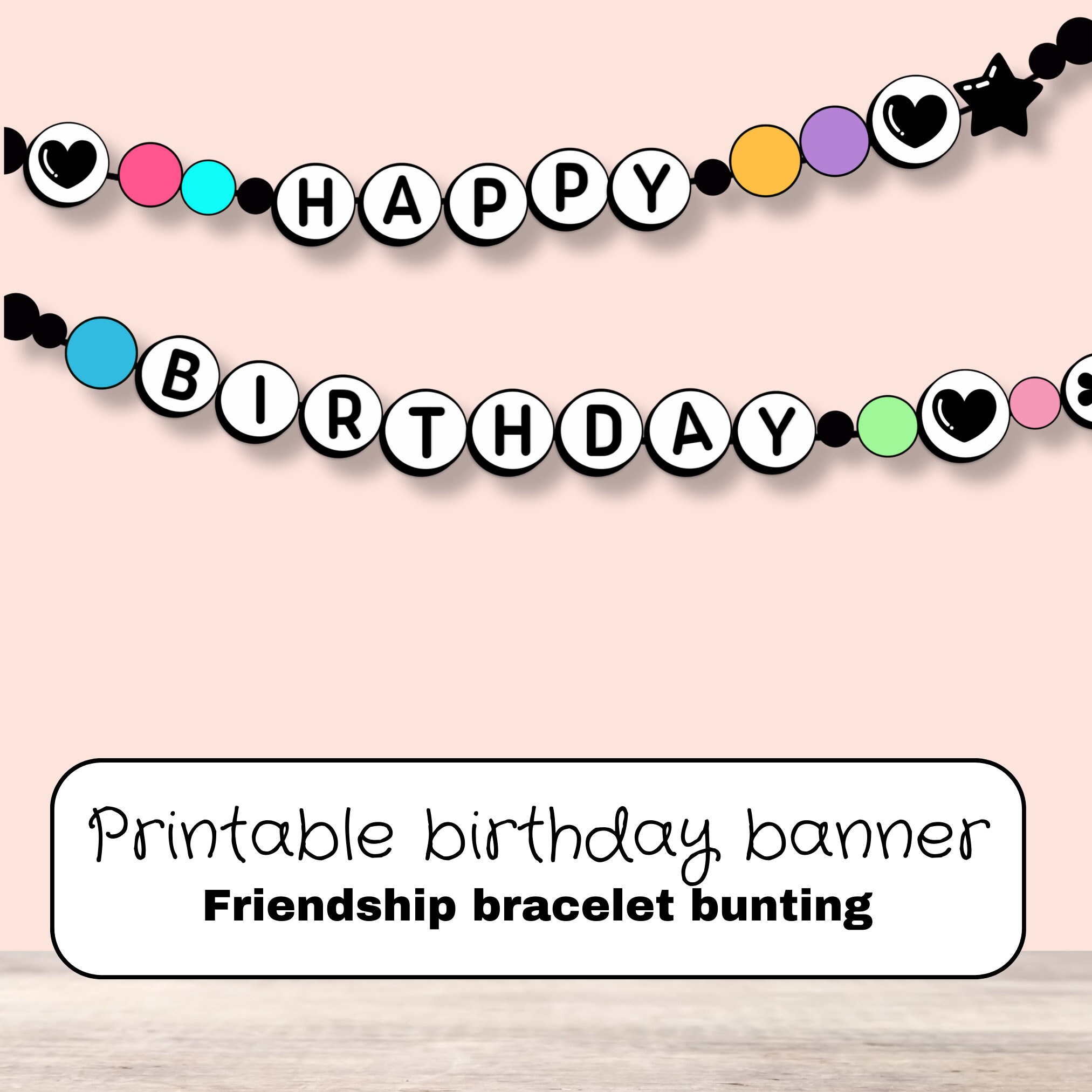 Happy Birthday Banner Bracelet Birthday KGBNCIE Crystal Beads