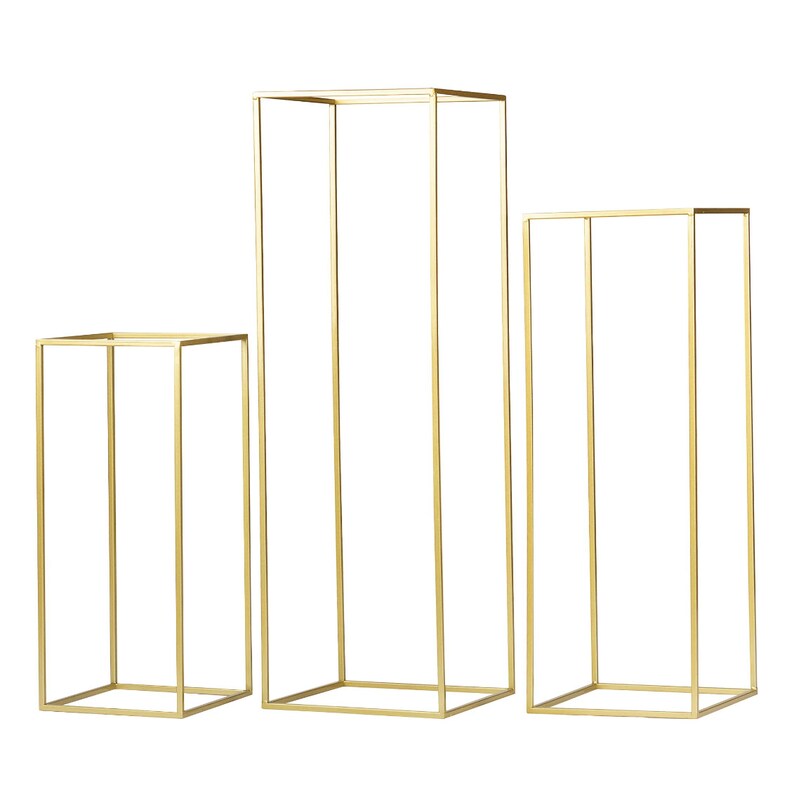 GOLD/SILVER Tall Modern Wedding Centerpiece Stand / Square Flower