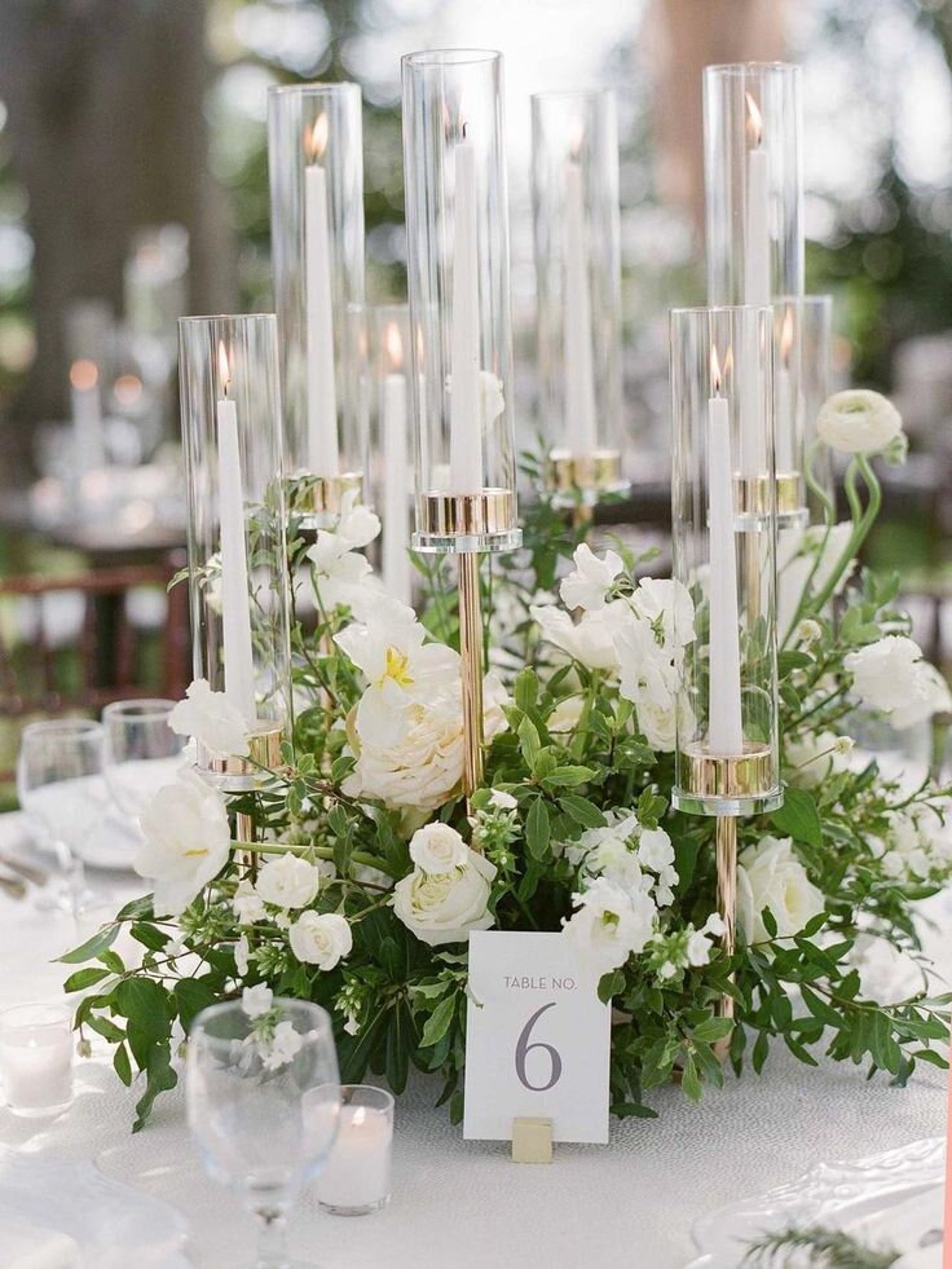 Taper Candle Holders Glass With Hurricane Shade / Wedding Event Table
