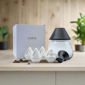 LilyDrip Family Set – Handmade Pourover Coffee Set, Ceramic Filter Coffee Set, drip coffee maker, Spiced Coffee Kit
