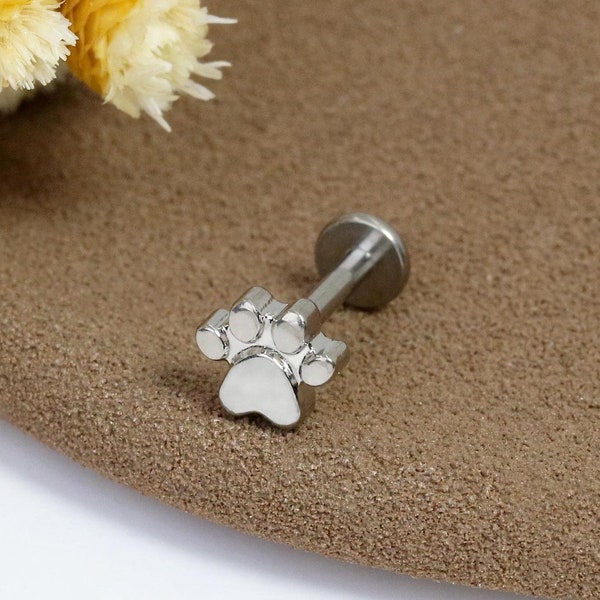 Paw Print Earrings, Dog Paw Stud Earrings, Steel Internal Thread Cute Stud, Pet Memorial Gift, Gift for Dog Cat Lovers, Cartilage Stud