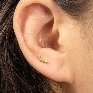 Climber Earrings,Tiny Cz Stud Earring,Flat Back Earring,Tragus Stud,Cartilage Earring,Perfect Daily Earring,Stacking Stud,Titanium CZ Stud