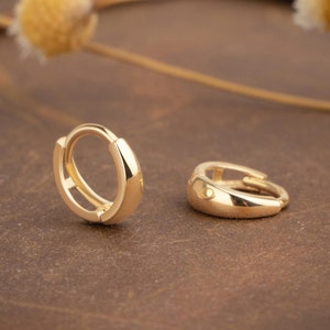 Tiny 9K Solid Gold Hoop Earrings, Small Simple Hoops, Mini Solid Gold Huggie Hoop Earrings, Helix Hoops, Minimalist Hoops, Gift for Her