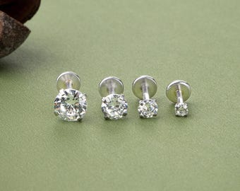 Round CZ Earrings,Titanium Steel Cz Earrings,Tiny Crystal Flat Back Earrings,Diamond Earrings,2-5 mm Cz Stacking Earrings,Helix Stud Earrings
