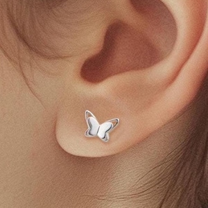 Dainty Butterfly Stud Earrings in Sterling Silver, Butterfly Earrings, Cartilage Studs, Conch Earrings, Tragus, Trendy Best Friend Gift