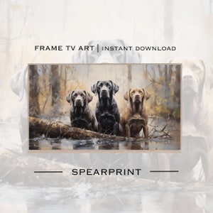 Vintage Labrador Art, Hunting Dog Art, Duck Hunter Art | Frame TV Dog Art, Samsung TV Duck Hunting Lodge Art, Gift for Duck Hunter, Duck Dog