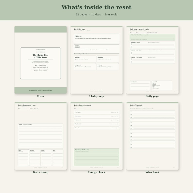 14 Day ADHD Reset Program Printable | Shame-Free Planner for Adults ...