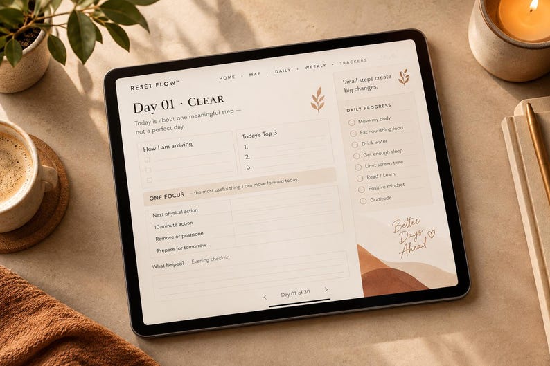 30-day Life Reset Planner, Printable Self Care Workbook, Daily Planner ...