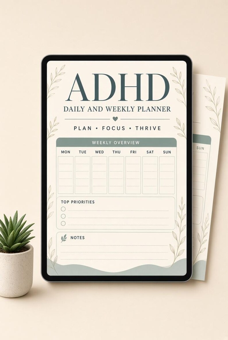 ADHD Digital Planner Undated | Daily Weekly Printable for Goodnotes ...