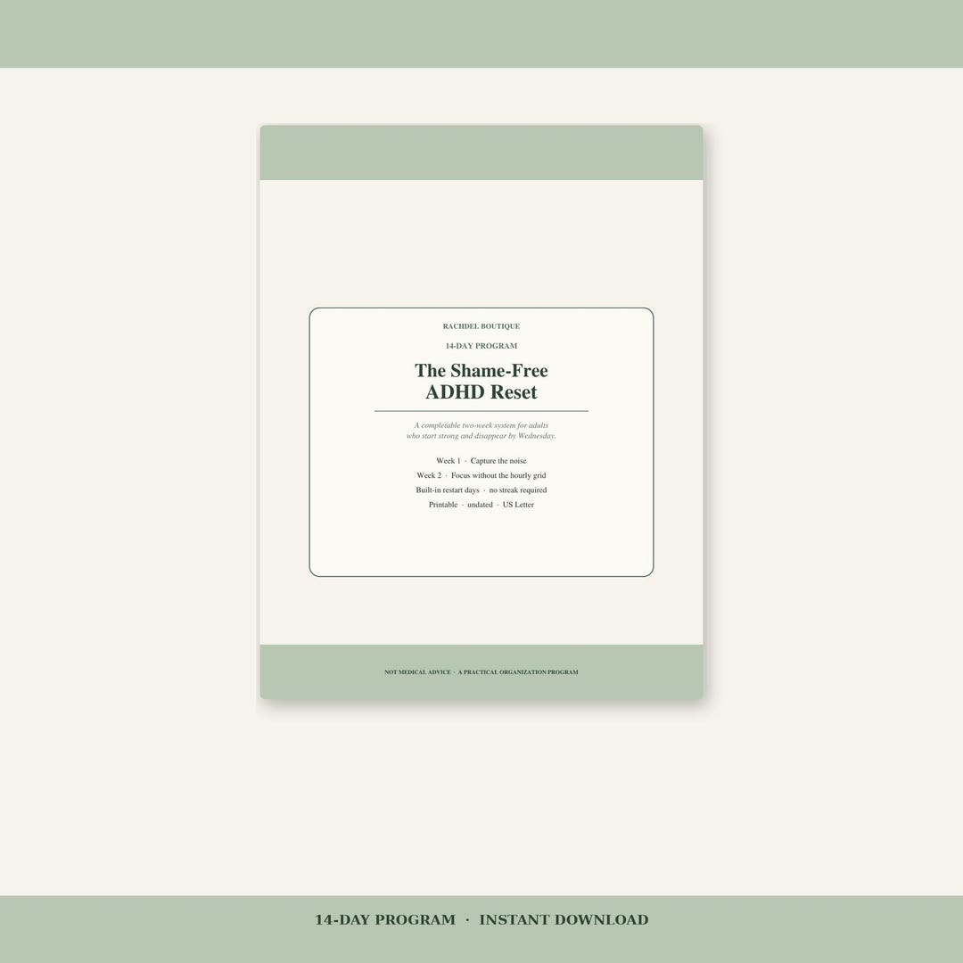 14 Day ADHD Reset Program Printable | Shame-Free Planner for Adults ...
