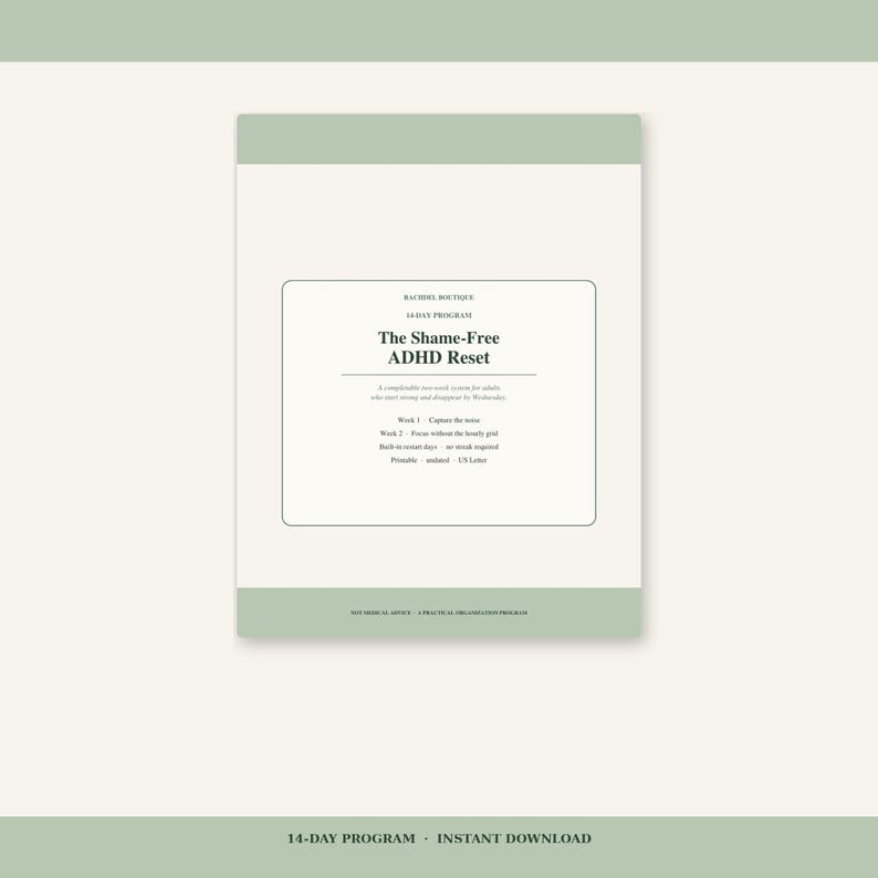 14 Day ADHD Reset Program Printable | Shame-Free Planner for Adults ...