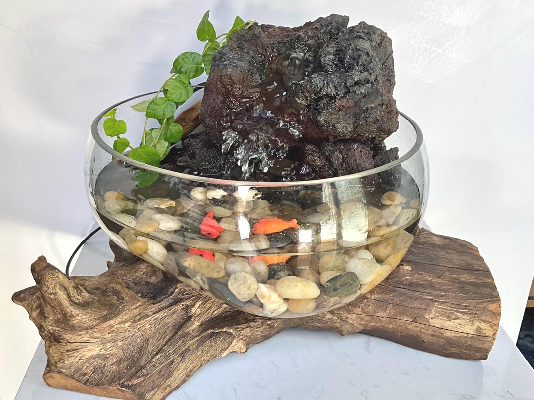 Waterfall Containers Waterfall in Molten Glass Container on Natural Wood - Etsy