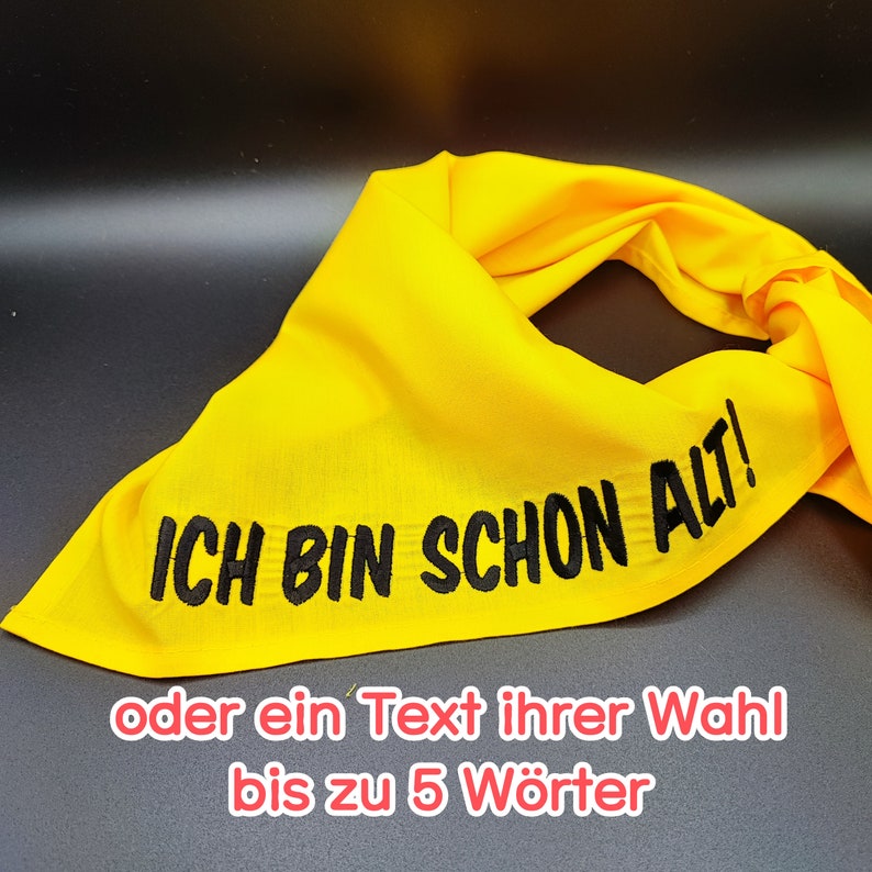 Dreieck Tücher, personalisierte Tücher, bestickte Hundetücher, Warntücher, Namenstücher, gelbe Schleifen, Warn Tuch, Hunde Halstuch, Hund Bild 7