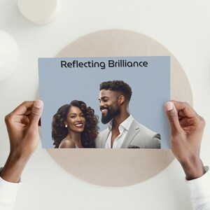 Reflet de la brillance, carte bleu pâle pour couple élégant, amour profond, anniversaire de mariage, voeux de sagesse partagée PDF, A.I. Oeuvre d'art, téléchargement numérique