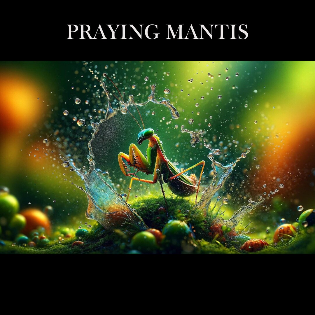 Praying Mantis Computer Screen Praying Mantis Encounter, High-res, JPG. A.I., Digital Download, Wall ...