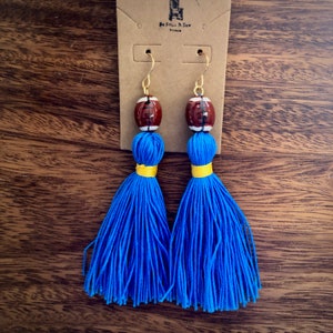 School Colors Football Tassel Earrings