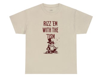 Rizz Em with The Tism (Unisex) Schwere Baumwolle T-Shirt Frosch Meme T Shirt Lustiges T-Shirt Geschenk Lustiges Valentinstag Geschenk