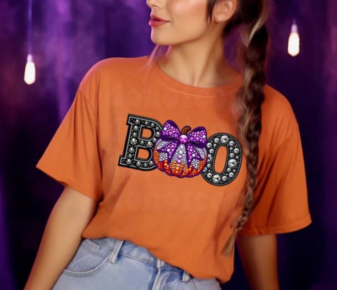Rhinestone Boo Faux Rhinestone Boo Pumpkin T-shirt - Etsy