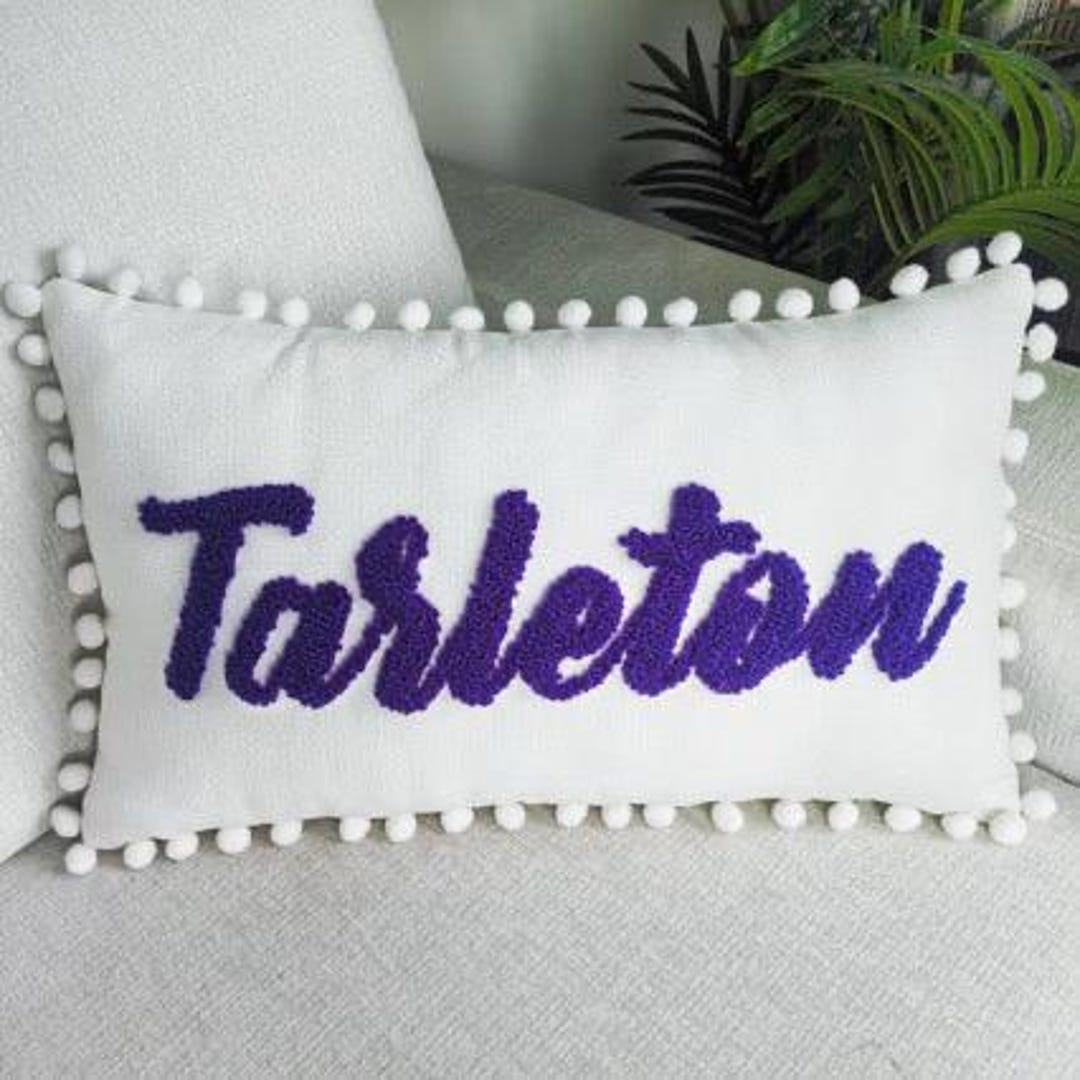 Tarleton Decor Tarleton Pillow With Pom Trim | Tarleton Dorm Decor | Tarleton Mom Gift ...