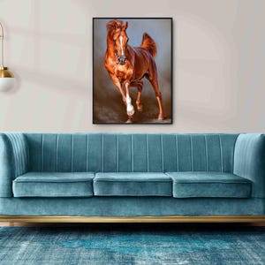 Charismatisch bruin Akhal Teke portret canvas schilderij, uniek cadeau voor Akhal Teke-fans, leuk cadeau voor de club