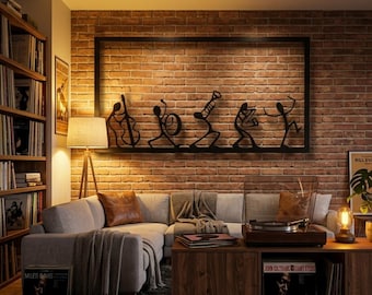 Jazz Band Metal Wall Art, Minimalist Music Sculpture, Modern Living Room Decor