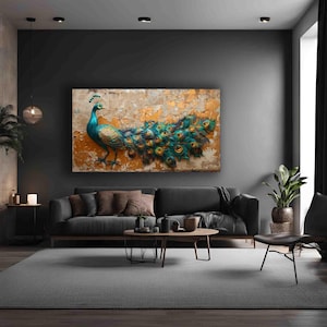 Beautiful Peacock Artwork,  Eye-Catching Home Accent, Amazing Peacock Art Home Decoration, Colorful Peacock Feather Painting
