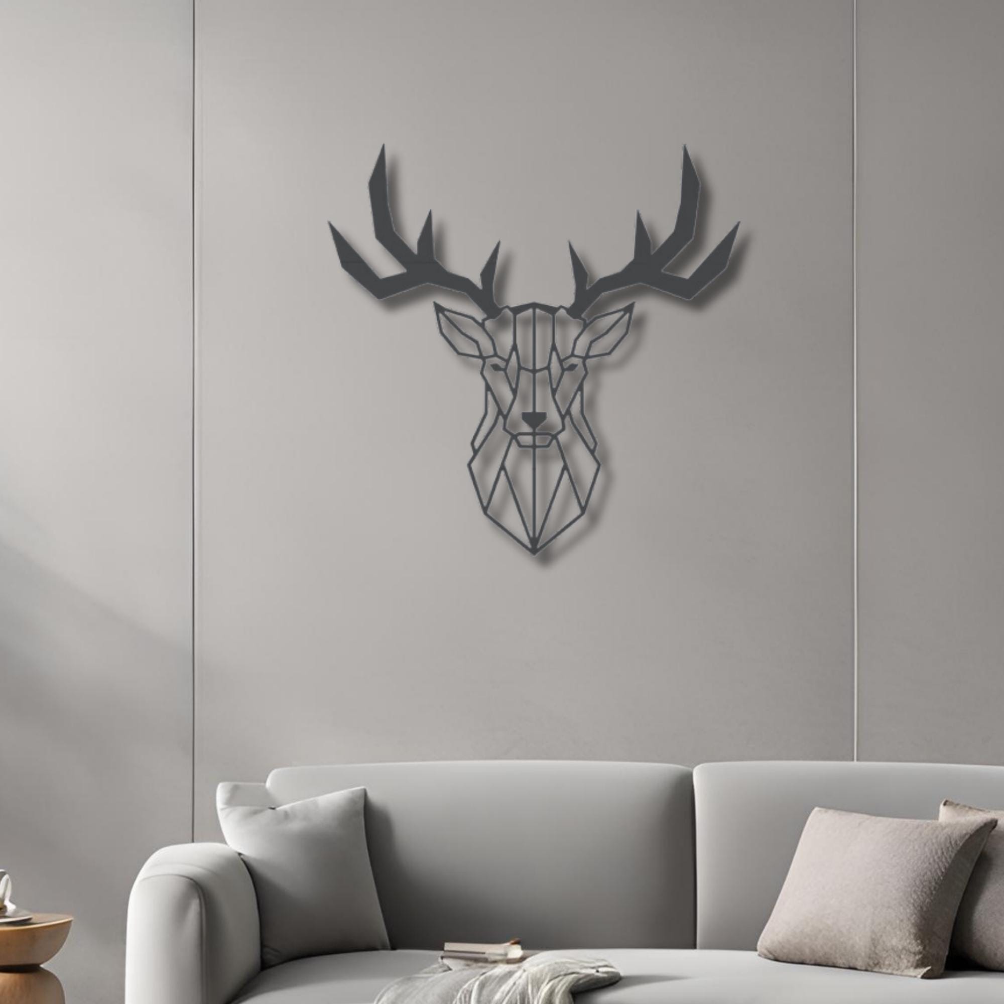 Black Antler Deer Metal Wall Art: Geo...