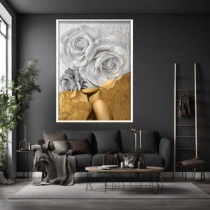 Rose Headed Woman Painting Art Two Colored Rose Canvas Painting Home And Office Decor Women&#39;s Day Special Canvas Beautiful Woman