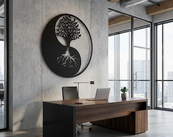 Yin Yang Tree of Life Metal Wall Art, Zen Decor