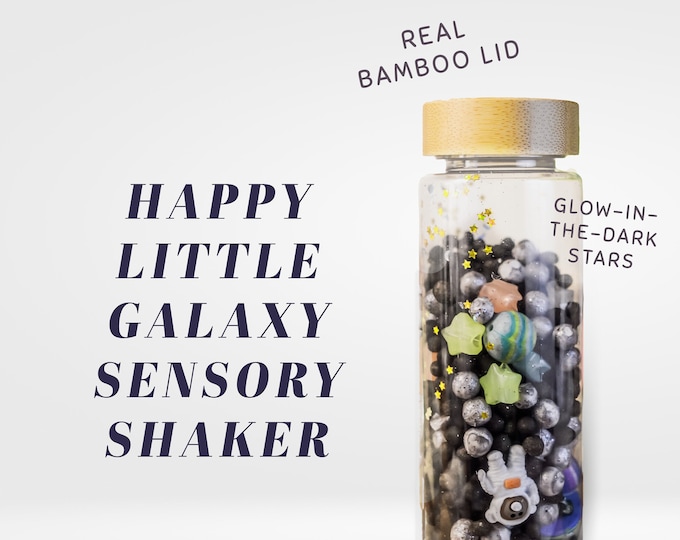Galaxy Stars Sensory Shaker Discovery bottle | Montessori fidget Bamboo Bottle