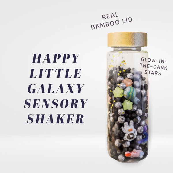 Galaxy Stars Sensory Shaker Discovery bottle | Montessori fidget Bamboo Bottle