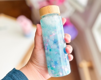 Mermaid Sensory Shaker Bottle with Ocean Glitter and Seashells – Calming Fidget Toy for Kids, Adults, Underwater themed 2 sizes available