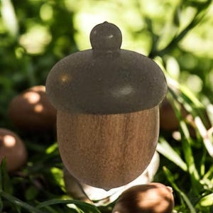 Pastillero de viaje en forma de mini bellota de madera novedoso, soporte para medicación, cápsula colgante
