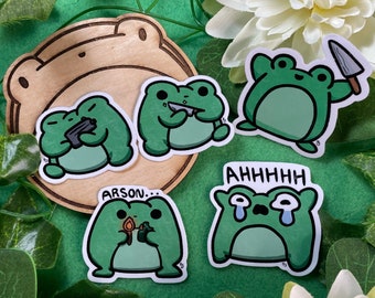 Menace Frogs Vinyl stickers (Partners in crime, Knife, fire, ahhh)