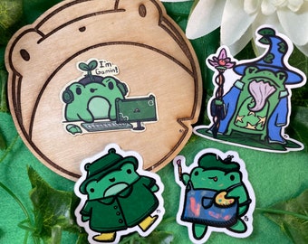 Little guys Frogs Vinyl stickers (Gamin, Wizard, Raincoat, Painter)
