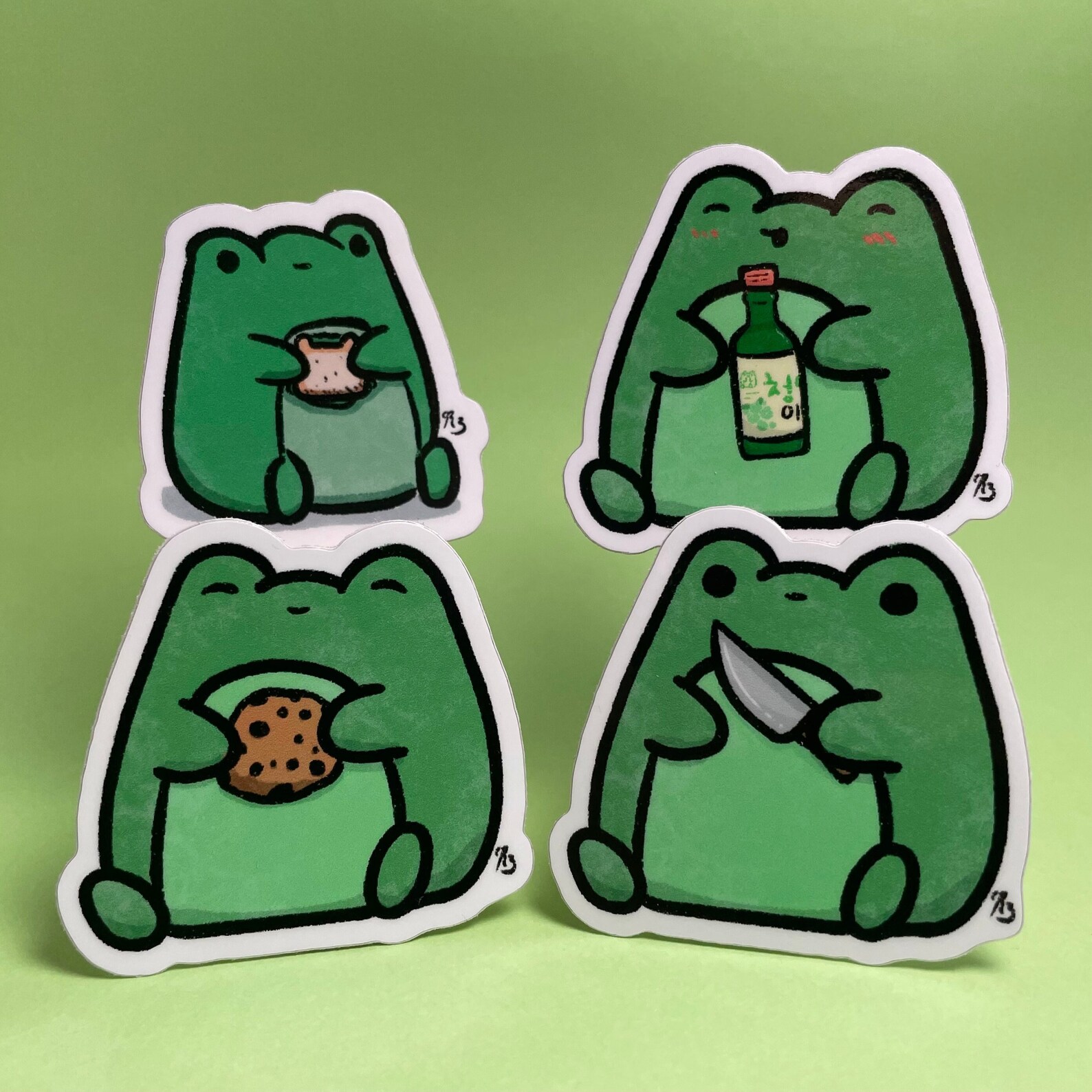Sitting Frog Vinyl Sticker (sandwhich, Soju, Cookie, Knife) - Etsy
