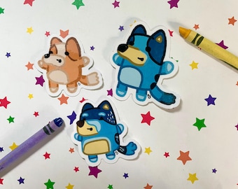 Pegatinas de vinilo con garabatos de perros azules