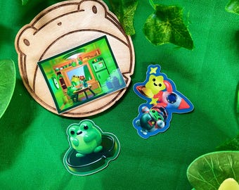3D Model Frogs Vinyl stickers (Space, Room, and Lilly pad)