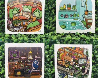 5in x 5in Frog Prints Vol. 3 (Hot Pot, Bath, Witches Room, Grocery)